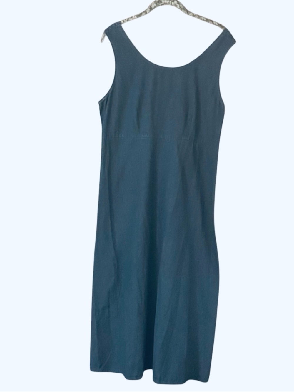 Willow Ridge Sleeveless Denim Jean Dress Navy Gold Embroidered Brand Label Sz 16